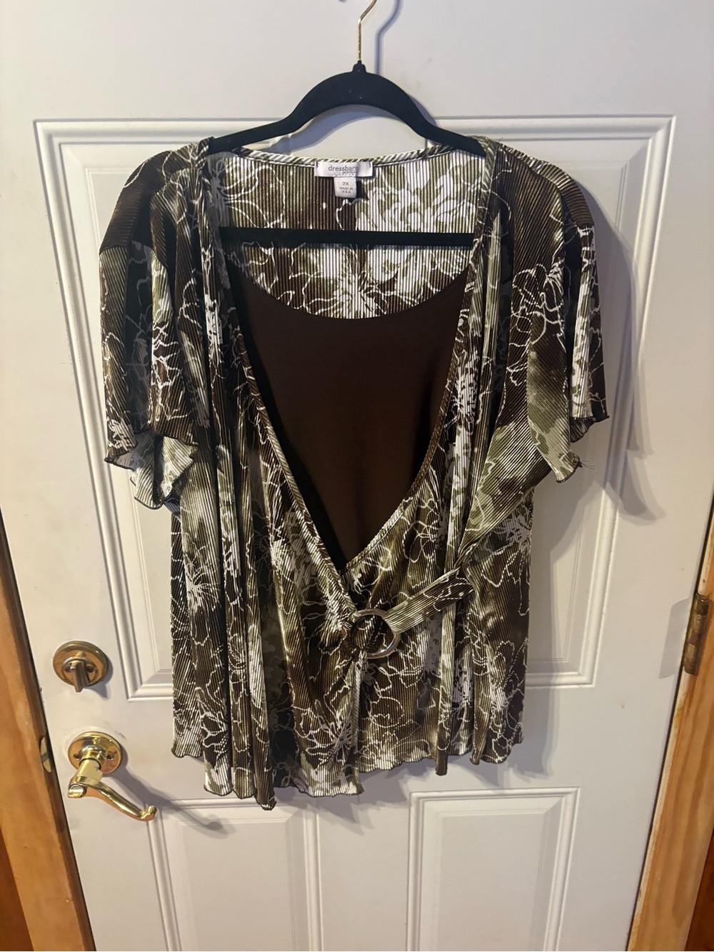 Dressbarn Women’s 2X Floral Pleated Tunic Top with Belt – Made in USA